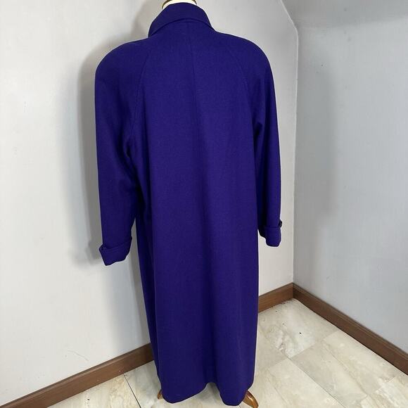 VTG Womens Purple Overcoat Wool Long Winter Trench Large Preppy Old Money ILGWU - Picture 8 of 14